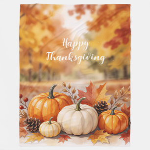 Thanksgiving Golden Trendy Autumn Collection Fleece Blanket