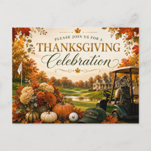 Thanksgiving Golf Celebration Invitation Postcard