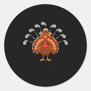 Thanksgiving Golf Turkey Funny Turkey Day Golf Cli Classic Round Sticker