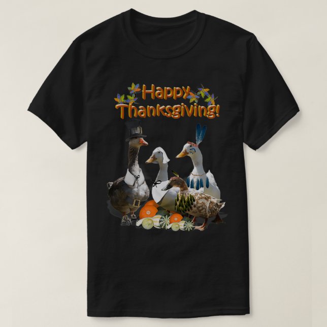 Thanksgiving Goose and Ducks T-Shirt (Design Front)