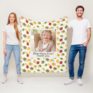 Thanksgiving Grandparents Gift Fall Leave Colourfu Fleece Blanket