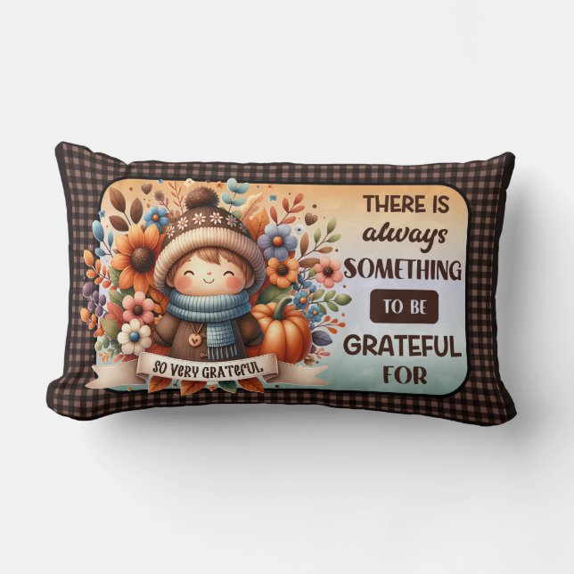 Thanksgiving Grateful Lumbar Pillow (Front)