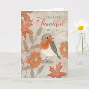 Thanksgiving Grateful Thankful Blessed Robin Card