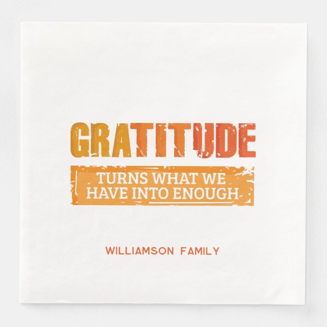 Thanksgiving Gratitude Family Get Together Napkin (Front)