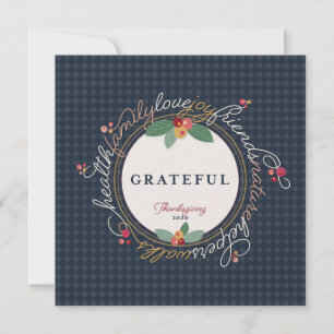Thanksgiving Gratitude Wreath Inspirational Custom Holiday Card