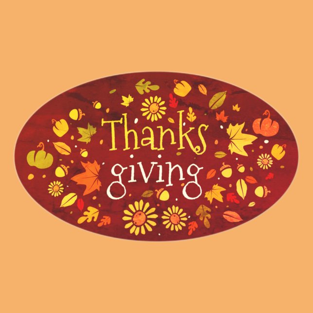 Thanksgiving Greenery Oval Sticker (Creator Uploaded)