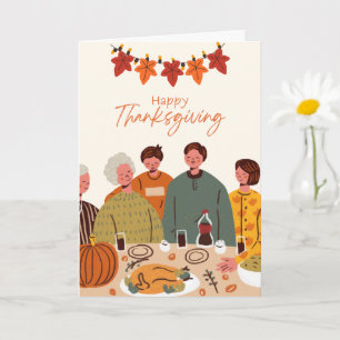 Thanksgiving Greeting Card: Family Illustration Card