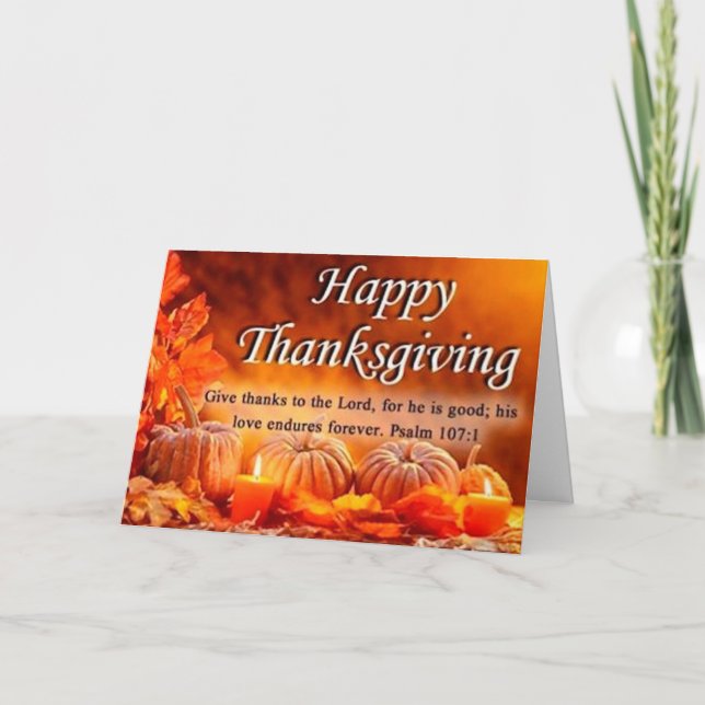 Thanksgiving Greeting Card/Pumpkins and Candles Holiday Card (Front)