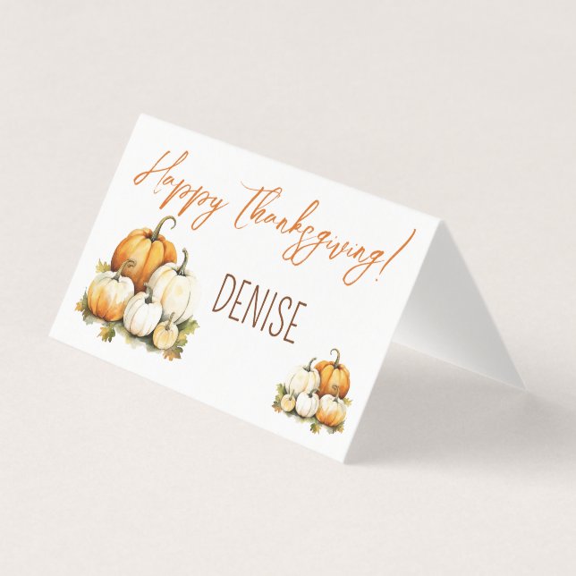 Thanksgiving Greeting, Pumpkins Seating Cards (Front)