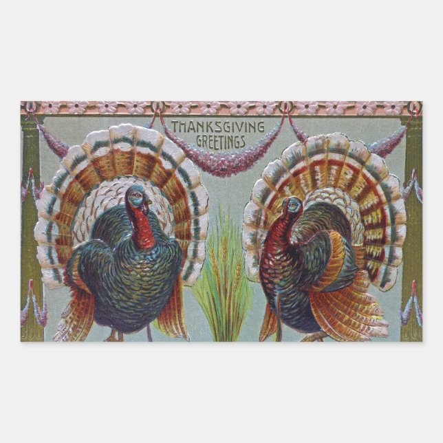 Thanksgiving Greetings 1906 Rectangular Sticker (Front)
