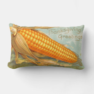 Thanksgiving Greetings Corn on Cob Vintage Pillow