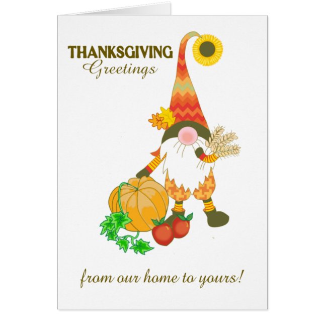 Thanksgiving Greetings Cute Gnome Pumpkin (Front)