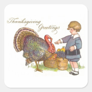 Thanksgiving Greetings Square Sticker