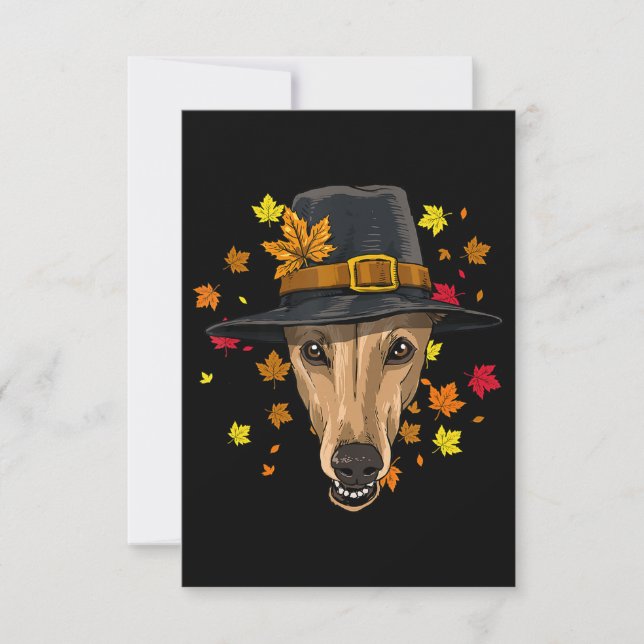 Thanksgiving Greyhound Pilgrim Costume Men Women Thank You Card (Front)