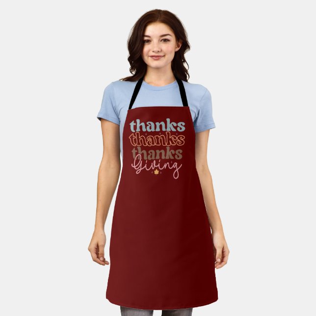 Thanksgiving groovy typography design 2 apron (Worn)