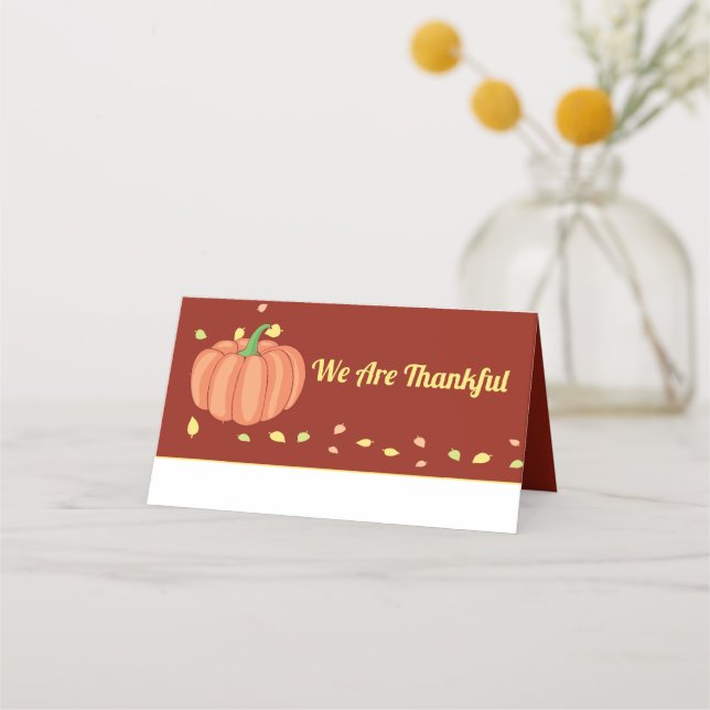 Thanksgiving Guests Name Pumpkin Fall Place Card (Front)