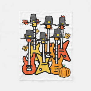 Thanksgiving Guitars Fall Rock Music Riocker Men B Fleece Blanket