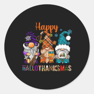 Thanksgiving Halloween Christmas Happy Hallothanks Classic Round Sticker