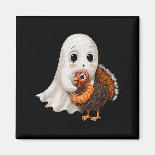 Thanksgiving Halloween Cute Ghost And Turkey Frien Magnet