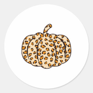 Thanksgiving Halloween Fall animal Leopard Pumpkin Classic Round Sticker