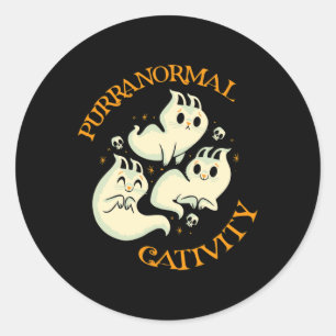Thanksgiving Halloween Fall Funny Cute Purranormal Classic Round Sticker