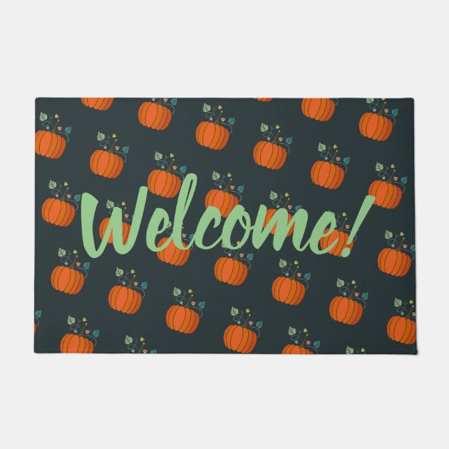 Thanksgiving Halloween Pumpkin Door Mat (Front)