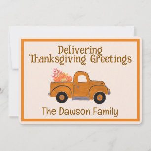 Thanksgiving Hand painted Vintage Truck Greeting Holiday Card