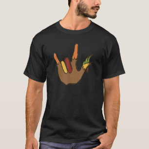 Thanksgiving Hand Turkey Rock Hand Symbol T-Shirt