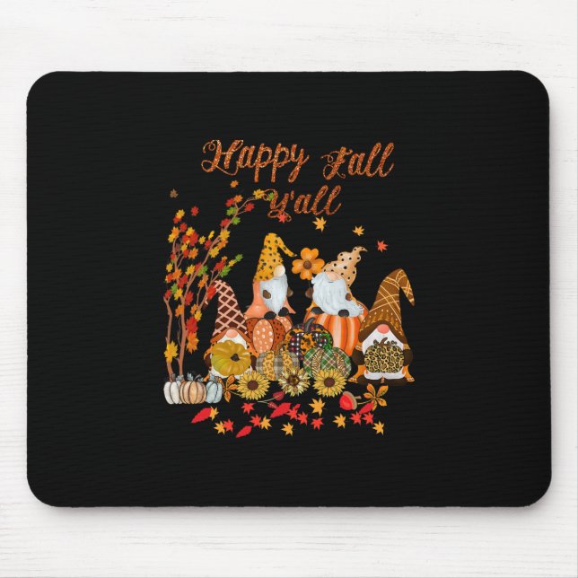 Thanksgiving Happy Fall Yall Gnome Leopard Mouse Pad (Front)