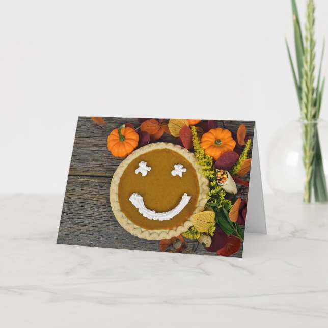 Thanksgiving Happy Pumpkin Pie Holiday Card (Front)