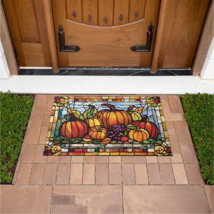 Thanksgiving Harvest, Decorative Stained Glass, Doormat