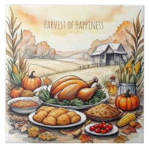 Thanksgiving, Harvest of Happiness, Ceramic Tile