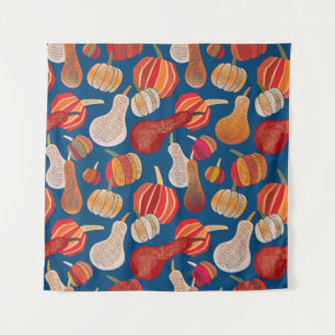 Thanksgiving Harvest: Pumpkin Vintage Art Tapestry