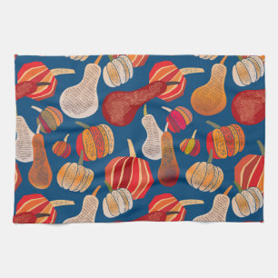 Thanksgiving Harvest: Pumpkin Vintage Art Tea Towel