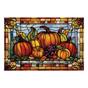 Thanksgiving Harvest, Stained Glass, Poster