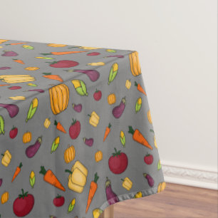 Thanksgiving harvest vegetable family grey tablecloth
