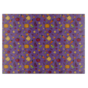 Thanksgiving harvest vegetable purple pattern cutting board