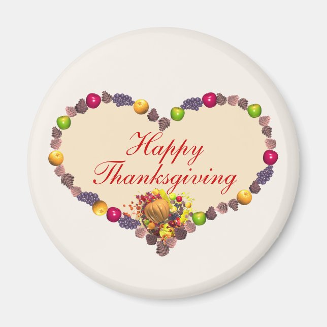 Thanksgiving Heart and Cornucopia Magnet (Front)