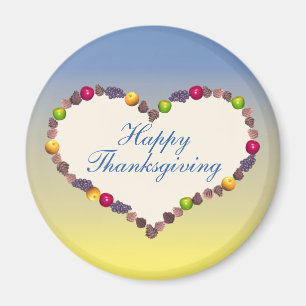 Thanksgiving Heart - Blue and Yellow Magnet
