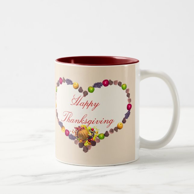 Thanksgiving Heart Two-Tone Coffee Mug (Right)