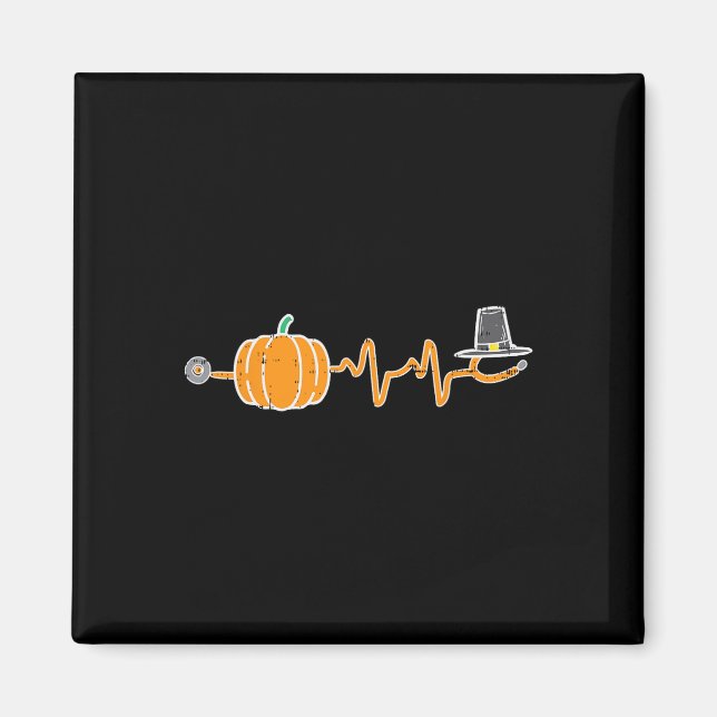 Thanksgiving Heartbeat Pumpkin Stethoscope Fall Sc Magnet (Front)