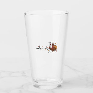 Thanksgiving Heartbeat Turkey Nurse Pulse Fall RN Glass