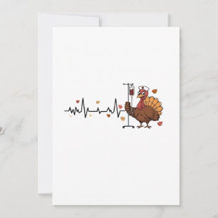 Thanksgiving Heartbeat Turkey Nurse Pulse Fall RN Invitation