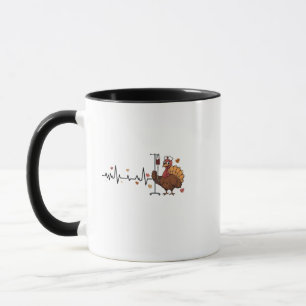 Thanksgiving Heartbeat Turkey Nurse Pulse Fall RN Mug