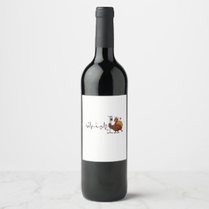 Thanksgiving Heartbeat Turkey Nurse Pulse Fall RN Wine Label
