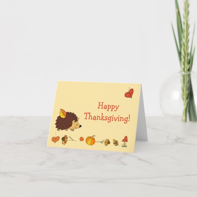 Thanksgiving Hedgehog Holiday Card (Front)