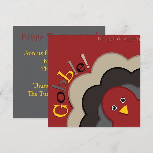 Thanksgiving hiding turkey invitation (Front/Back)