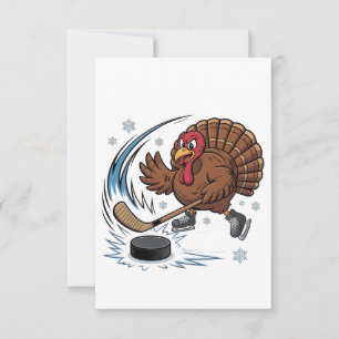 Thanksgiving Hockey Ice Hockey Turkey Gobbler Thank You Card