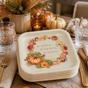 Thanksgiving Holiday 9" Square Paper Plate