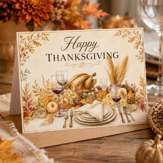 Thanksgiving Holiday Elegant Thanksgiving Dinner Card
